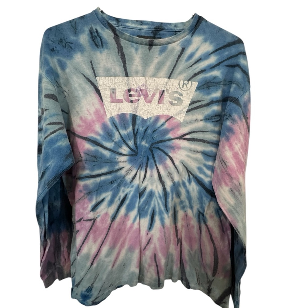 Aged Worn Retro Levi’s Jeans Tie Dye Long Sleeve Men’s M T-Shirt